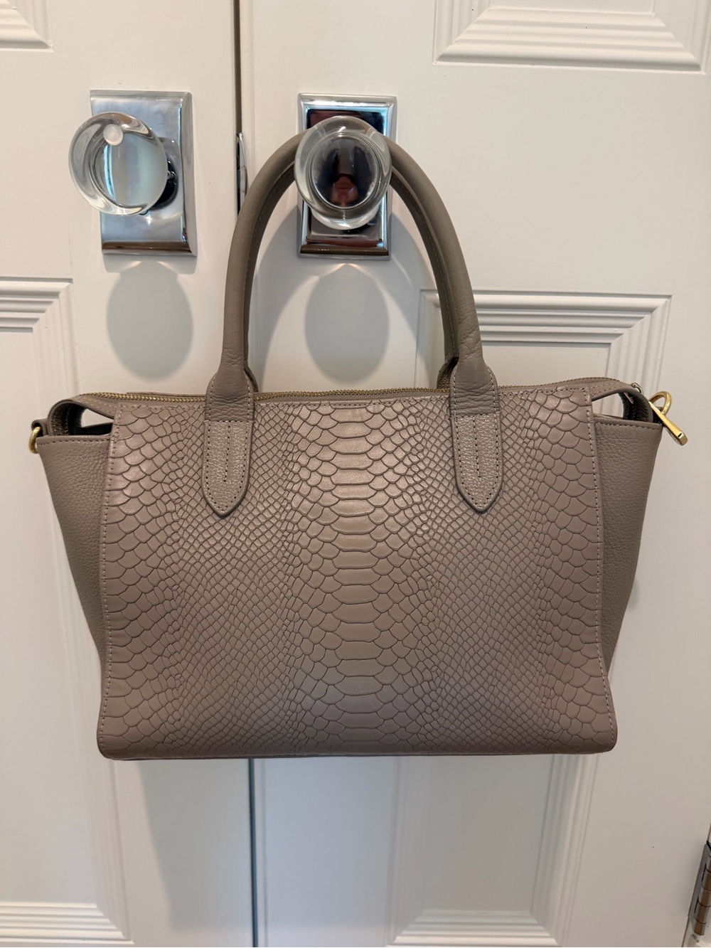 GiGi New York Taupe Textured Leather Satchel
